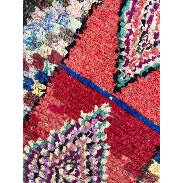 Boucherouite Berber Vintage Rug For Sale - Image 6 of 7