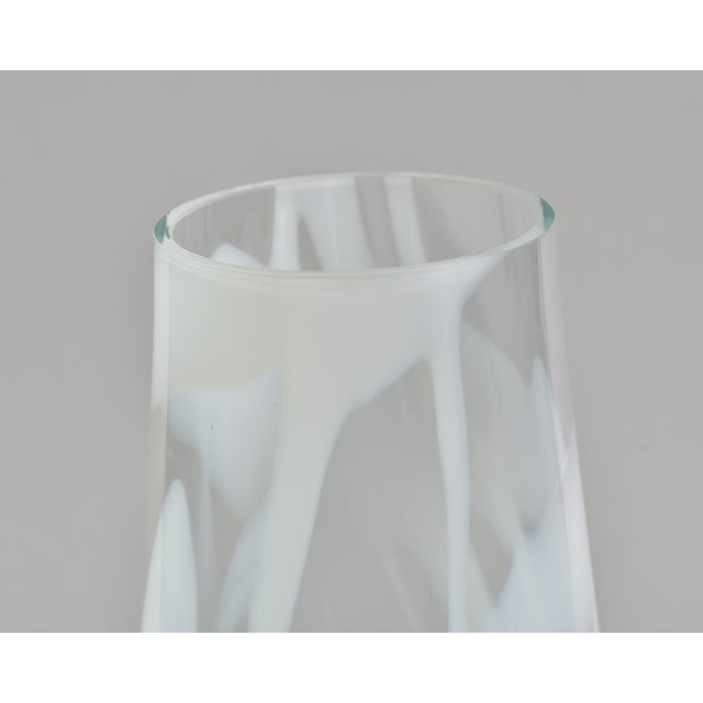 XL Signed La Murrina White and Clear Murano Glass Vase For Sale In Detroit - Image 6 of 10
