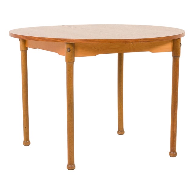 Teak Round Table with Hidden Extension, 1970s For Sale