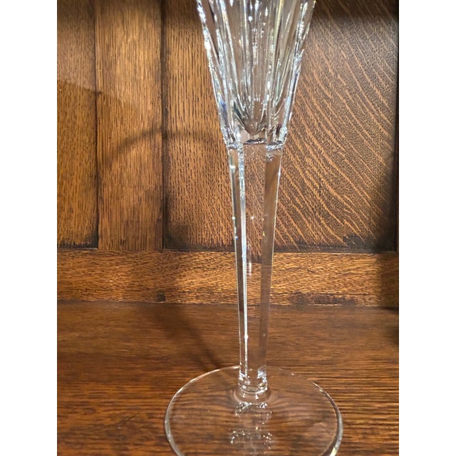 Pair of Waterford Champagne Flutes With Cut Crystal Hearts Around Top of Bowl - Part of the Millenium Series For Sale In Sacramento - Image 6 of 10