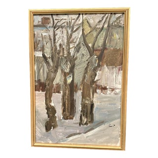 Winter Forest, 1950s, Oil Painting on Canvas, Framed For Sale