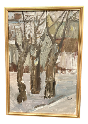 Winter Forest, 1950s, Oil Painting on Canvas, Framed