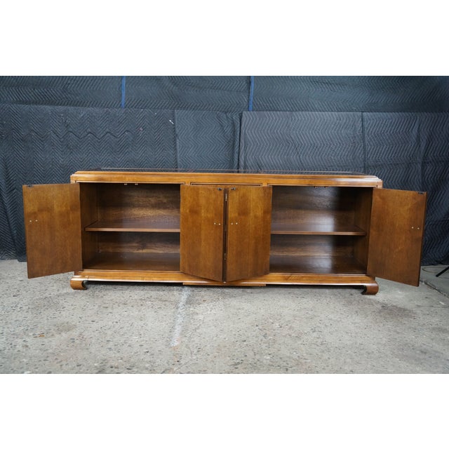 Mid-Century Fancher Chinoiserie Campaign Walnut Smoked Glass Buffet Credenza MCM For Sale - Image 13 of 18