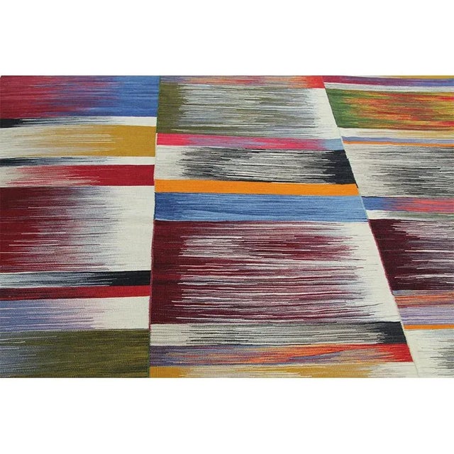 Textile Handwoven Scandinavian Style Persian Kilim Rug 10'4"×13'6" For Sale - Image 7 of 13