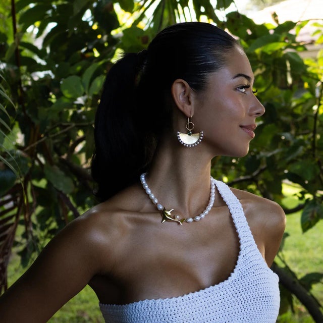 Early 21st Century Divine Cleopatra Pearl & Enamel Dangle Earrings, A Pair For Sale - Image 5 of 8