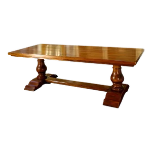 Contemporary 18th Century Style Bocci Solid Italian Walnut Trestle Dining Table - in Stock-