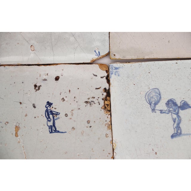 Baroque 18th Century Set of Four Delft Tiles, Earthenware For Sale - Image 3 of 7