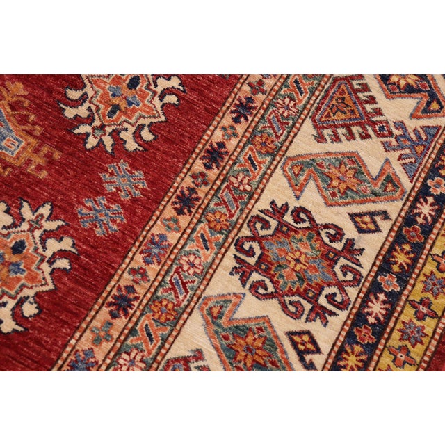Bohemian Super Kazak Red/Ivory Wool Rug - 8'10'' X 12'7'' For Sale In New York - Image 6 of 10