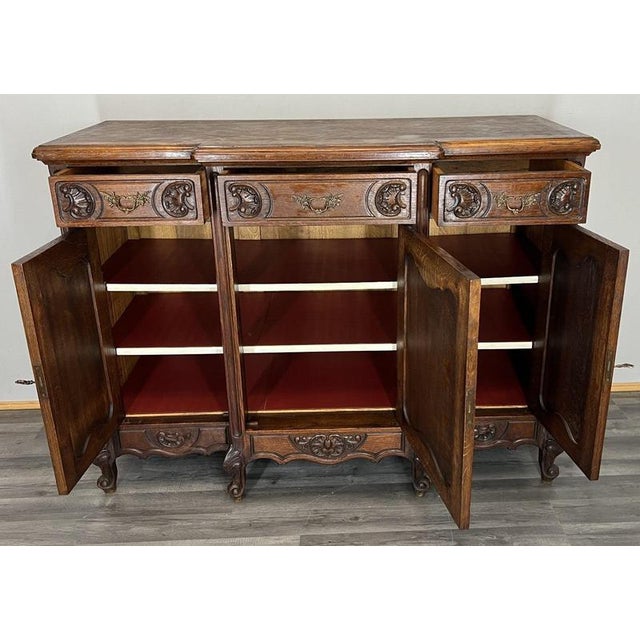 Antique French Louis XVI Carved Oak Cabinet For Sale - Image 17 of 18