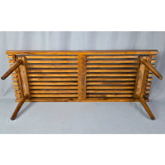 Solid Walnut Slat Bench or Coffee Table, Mid Century George Nelson Style For Sale - Image 6 of 16