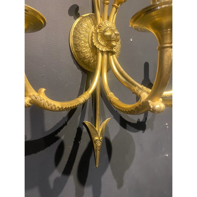 Edward F. Caldwell & Co. 1900's Large Caldwell Empre 4 Lights Sconces With Lion For Sale - Image 4 of 12