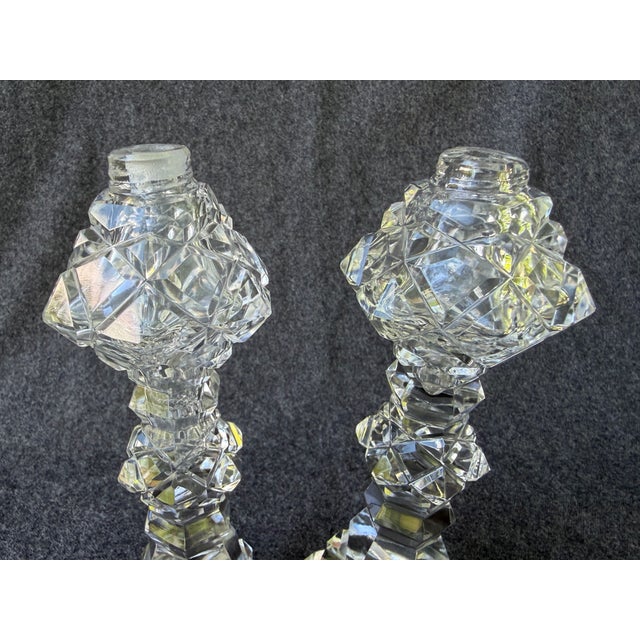 Glass Vintage Cut Crystal Salt & Pepper Pedestal Shakers a Pair For Sale - Image 7 of 16