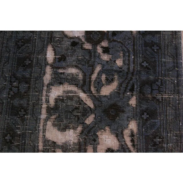 1990s Vintage Distressed Ivory & Blue Wool Rug- 8'2 X 11'8 For Sale - Image 4 of 8