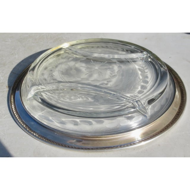 Mid 20th Century Wallace Sterling Rimmed Cut Glass Serving Dish For Sale - Image 5 of 5