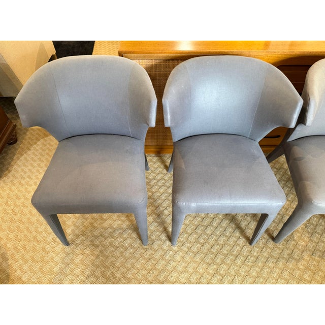 Mid-Century Modern Baker Furniture Luxe Collection "Lapel" Fabric Dining Chairs - Set of 4 For Sale - Image 3 of 10
