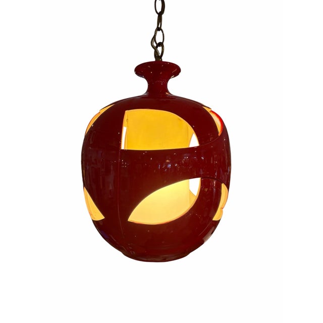 1970s 1970s Mid-Century Modern Candy Red "Apple" Pendant Light For Sale - Image 5 of 5