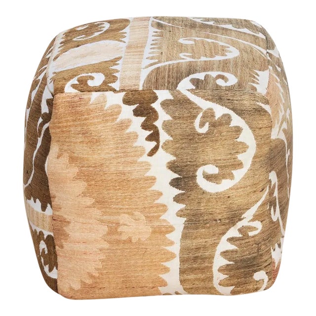 Charyn Antique Suzani Cube Ottoman For Sale
