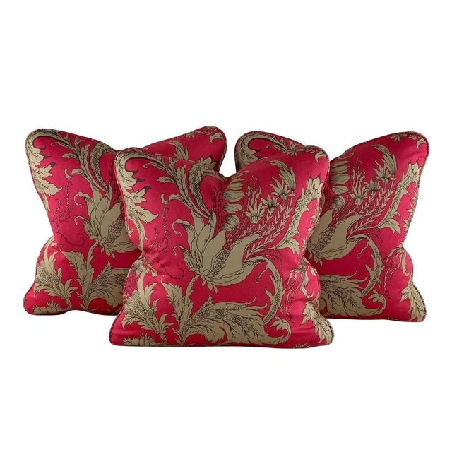 Textile Designer Vicki Payne Free Spirit Crewel Brown Pink Taupe Block Print Botanical Floral Leaf Tulip Pillow Covers- 3 Pieces For Sale - Image 7 of 7