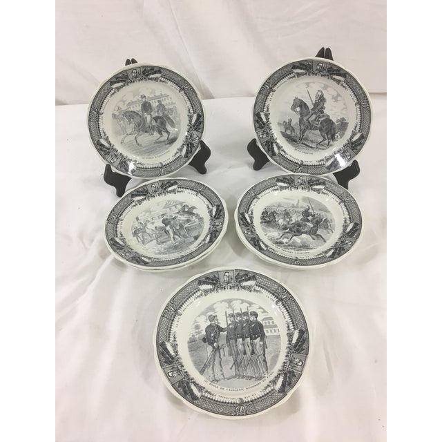 Sarreguemines French Military Life Plates - Set of 7 For Sale - Image 9 of 9