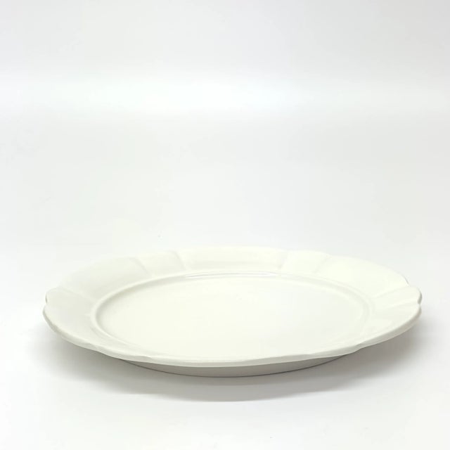 Oversized Italian Porcelain Serving Platter With Scalloped Edge Detail For Sale In Miami - Image 6 of 9
