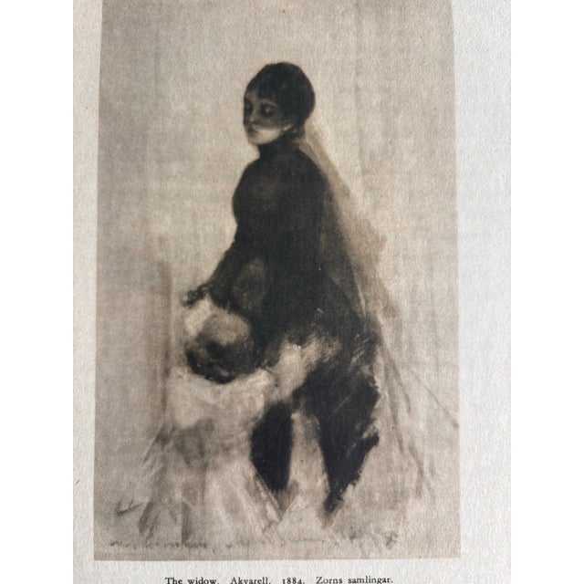 Paper Anders Zorn, the Widow 1928 Original Published Lithograph, Printed in Sweden For Sale - Image 7 of 10