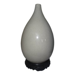 Vintage Chinese Pear Shaped Vase on Stand For Sale