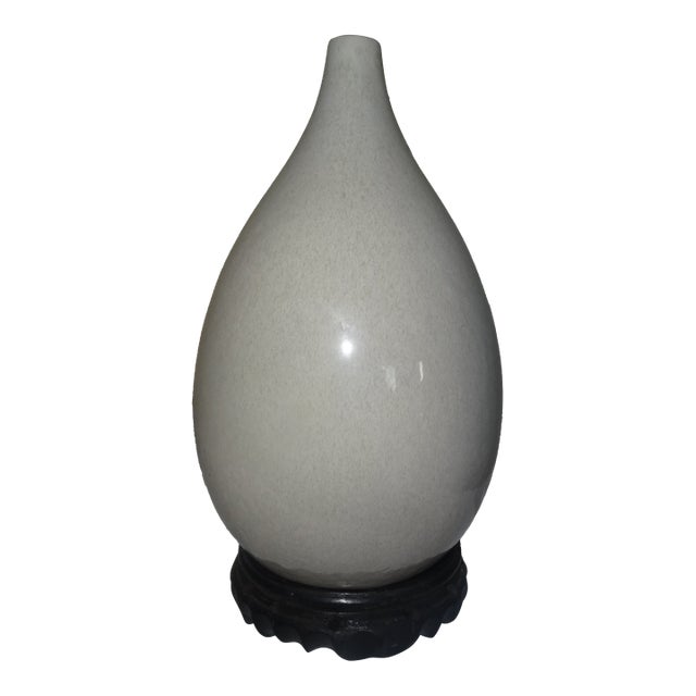 Vintage Chinese Pear Shaped Vase on Stand For Sale