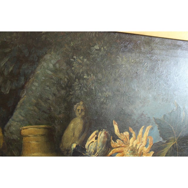 Still Life Oil on Canvas Painting: Flowers and Fruit For Sale - Image 11 of 14