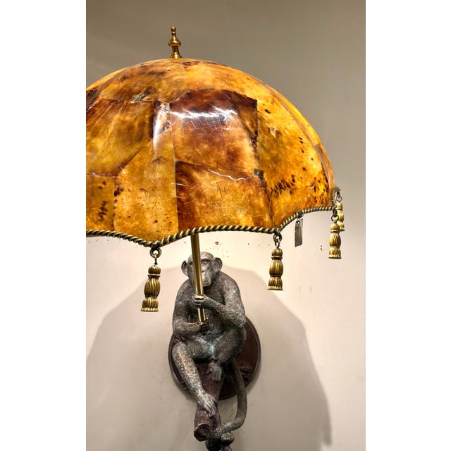 Maitland-Smith Bronze and Penshell Monkey Sconcess Pair For Sale - Image 11 of 12