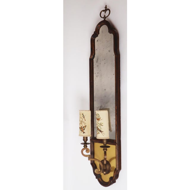 Italian Wall Lamp with Mirror Glass and Bird Lampshades, 1960 For Sale - Image 17 of 18