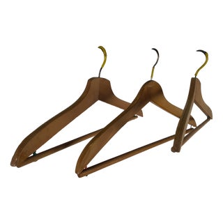 Vintage Wood and Iron Hangers, 1950, Set of 3 For Sale