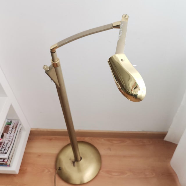 Tall Modernist Golden Height Adjustable Floor Lamp 1970s For Sale - Image 4 of 17