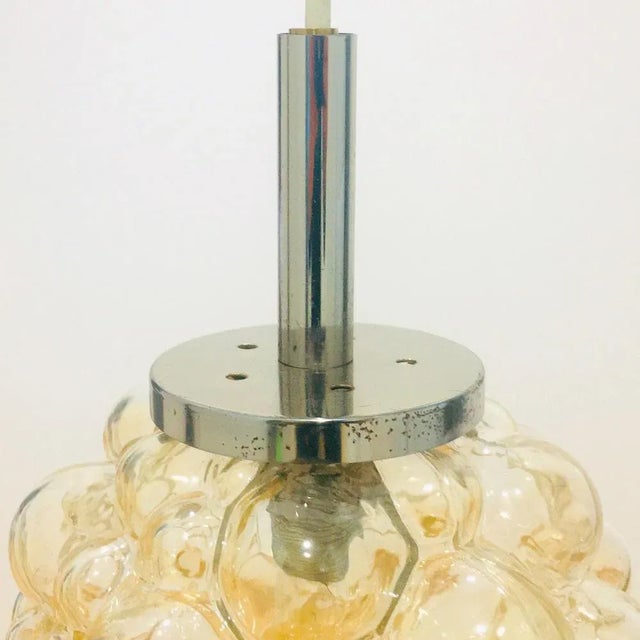 Gold Mid-Century Modern Amber Bubble Glass Pendant Light by Helena Tynell for Limburg, Germany, 1960s For Sale - Image 8 of 10