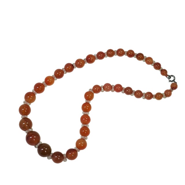 1950s Vintage Carnelian Bead Necklace 1950s For Sale - Image 5 of 7