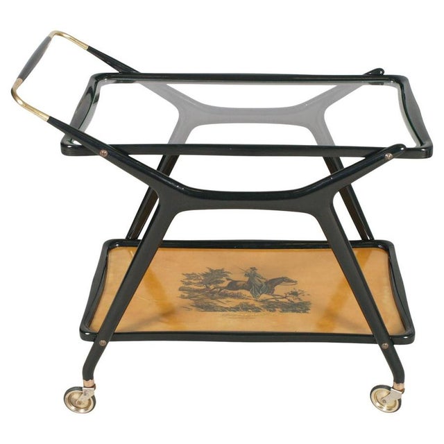 1950s Italian Serving Bar Cart in Sculptural Wood from Cassina, 1954 For Sale - Image 5 of 5
