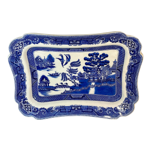Early 20th Century Dudson, Wilcox, & Till Willow Blue Rectangular Serving Platter