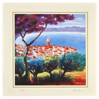 After Nicholas Verrall, The Village on the Lake, Lithograph, Late 20th Century For Sale