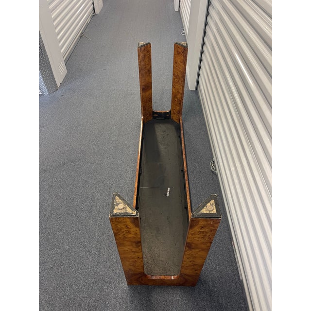 Brown Vintage U-Legged Burl Wood Console Table For Sale - Image 8 of 12