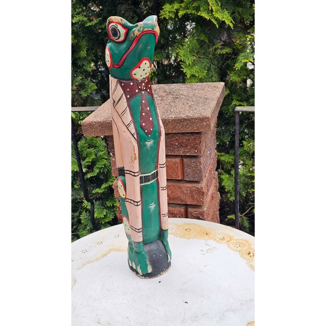 Vintage African Carved Wood Frog, 1970s For Sale - Image 8 of 8