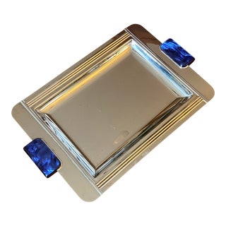 Jean Couzan French Art Deco Style Stainless Steel Tray For Sale