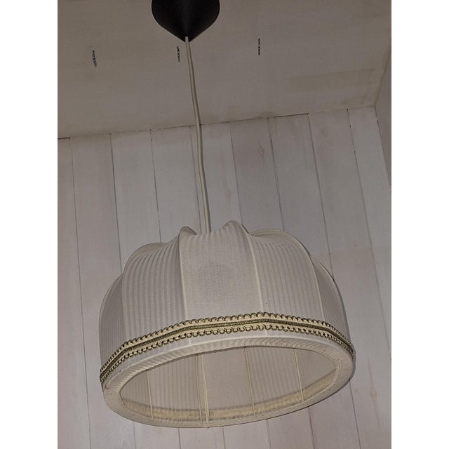 Vintage German Pendant Lamp with Fabric Shade, 1970s For Sale - Image 6 of 7