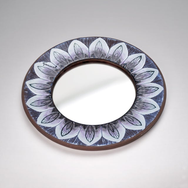 Ceramic Mirror by Alingsås Keramik, Sweden, 1960s, in Flawless conditions. Designed 1960 to 1969 This piece has an...