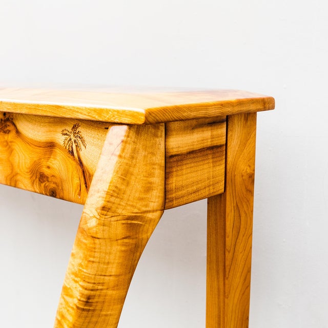 Wood Vintage Studio Crafted Burl Maple Postmodern Console or Entry Table For Sale - Image 7 of 14