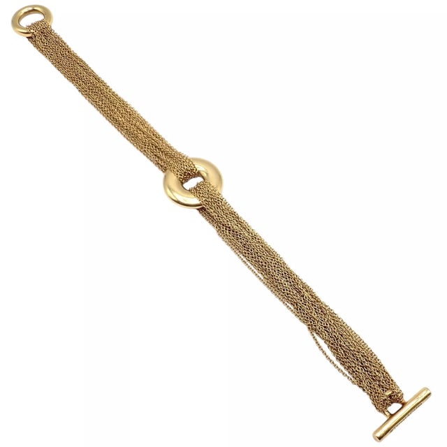 Tiffany & Co. Yellow Gold Mesh Multi Strand Chain Toggle Bracelet For Sale - Image 10 of 11