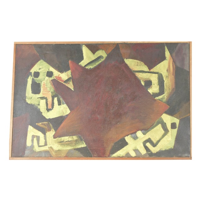 Wolf, Abstract Composition, 1956, Oil on Canvas, Framed For Sale