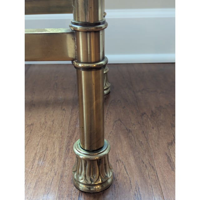 La Barge Vintage La Barge Attributed Brass Console Table W/ Glass Top – Hollywood Regency For Sale - Image 4 of 4