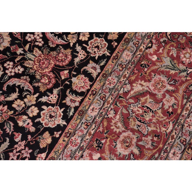 1990s Traditional Kashan 1990's Medallion Pak-Persian Black/Red Wool Rug - 9'0'' X 12'3'' For Sale - Image 5 of 9