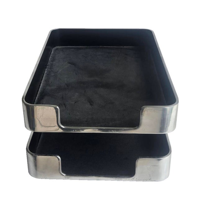 1960's Radius One Aluminum Double Letter Desk Tray Designed by William Sklaroff For Sale - Image 10 of 15