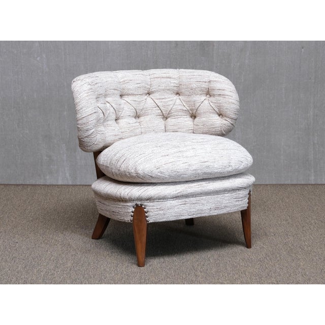 1940s Lounge Chairs in Pierre Frey Tweed and Beech by Otto Schulz, Sweden, 1940s, Set of 2 For Sale - Image 5 of 15