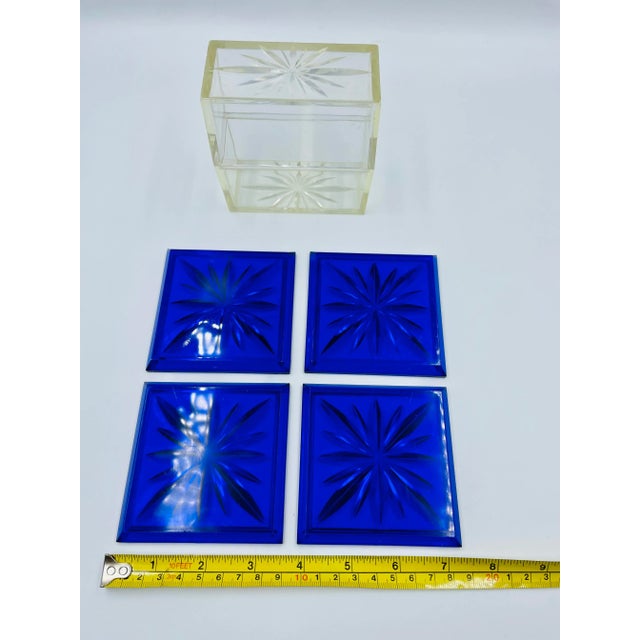 Plastic Mid 20th Century Mid-Century Lucite Set of 4 Coasters in Original Case For Sale - Image 7 of 12